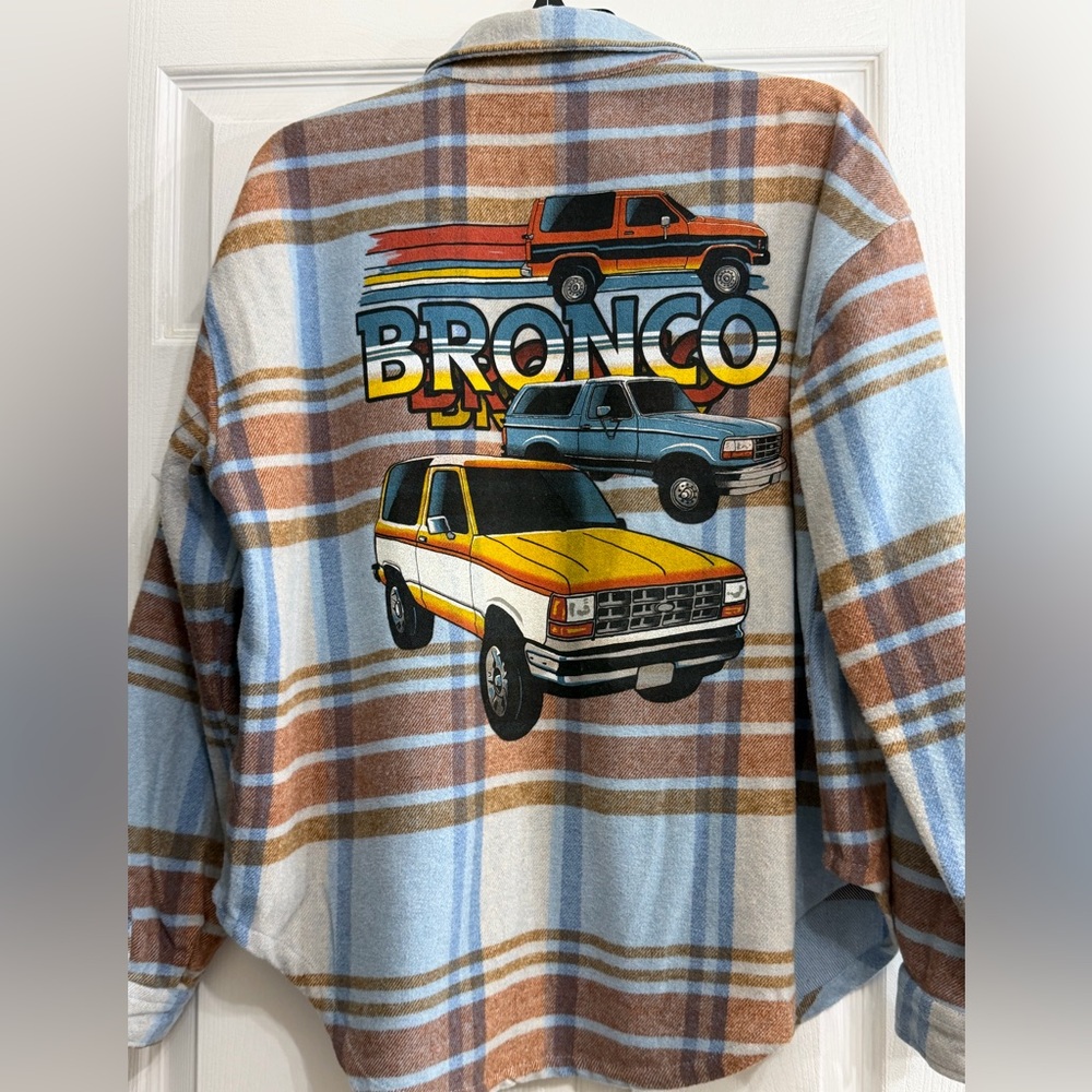 Ford Licensed Plaid Shirt in Blue and Tan